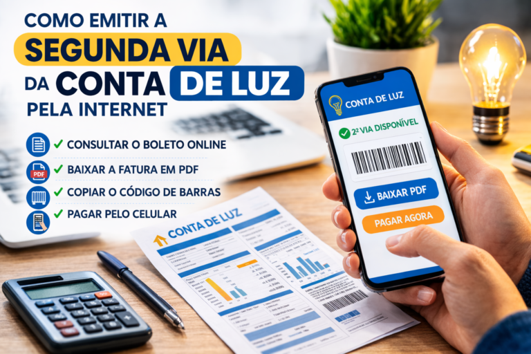 segunda via da conta de luz sendo consultada no celular