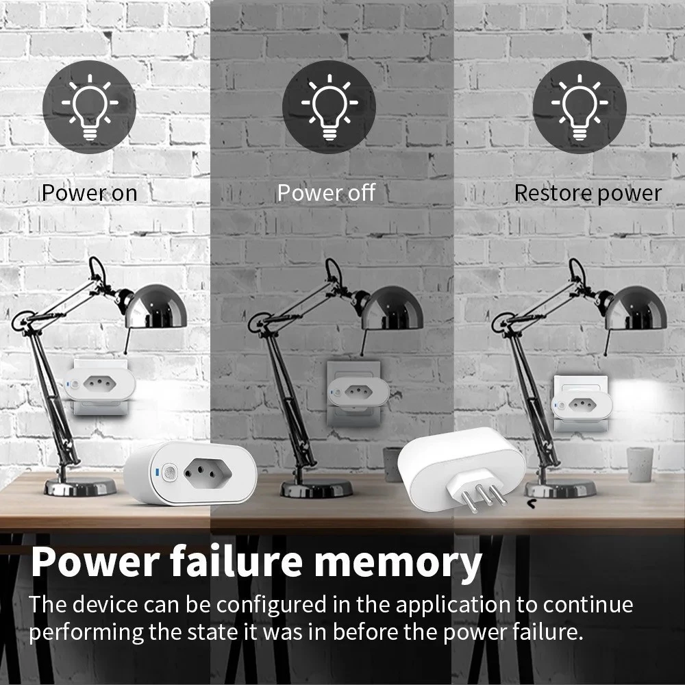 Adaptador de tomada inteligente Wi-Fi conectado à parede permitindo controle remoto de aparelho elétrico